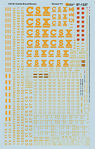 Railroad Decal Set -- CSX 50' Outside-Braced/Exterior-Post Boxcars