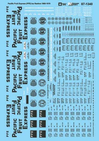 Railroad Decal Set -- Pacific Fruit Express PFE Ice Reefers 1960 - 1978-2