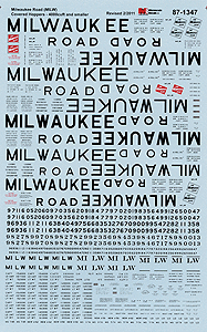 Railroad Decal Set -- Milwaukee Road 4000 Cubic Foot & Smaller Covered Hoppers
