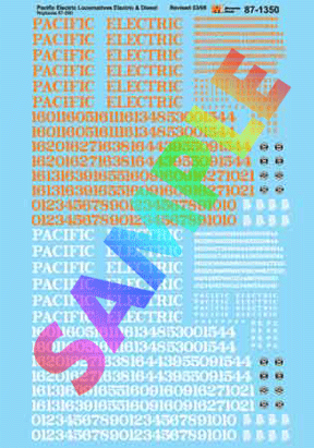 Pacific Electric - PE -- Names & Numbers for Diesels & Electrics (orange, white)