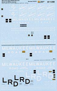 Railroad Decal Set -- Milwaukee Road Boxcars #2, Brown & White Schemes, 1970s-1
