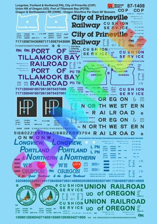 Railroad Decal Set -- Oregon Shortline Per Diem 50' Boxcars (LP&N, COP, UO, POTB & ONW)
