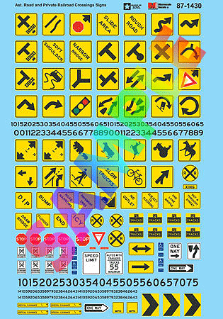Sign Decal Set -- Misc. Road Signs, Parking Signs & Clearance Signs