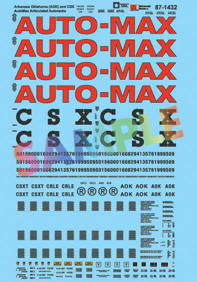 Railroad Decal Set -- Arkansas Oklahoma AOK & CSX AutoMax Articulated Autoracks
