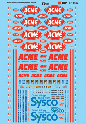 Vehicle Decal Set -- ACME & Sysco Refrigerated Trailers