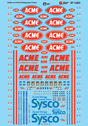 Vehicle Decal Set -- ACME & Sysco Refrigerated Trailers