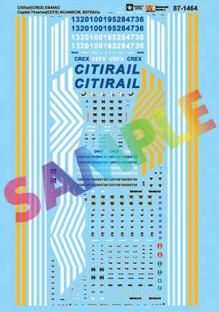 Railroad Decal Set -- CitiRail CREX ES44AC & Capital Finance CEFX AC4400CW, SD70ACe