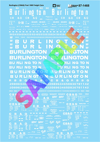 Railroad Decal Set -- Chicago, Burlington & Quincy, Post-1968 Freight Cars-1