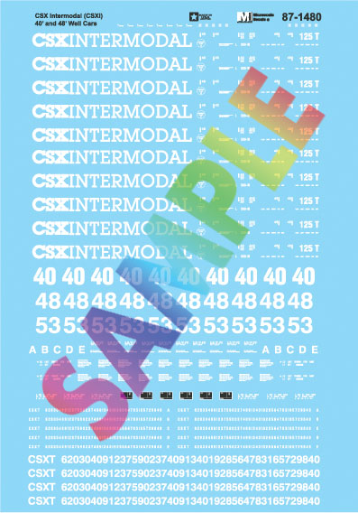 Railroad Decal Set -- CSX Well Cars