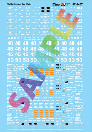 Railroad Decal Set -- Common Intermodal Well Car Data (white)