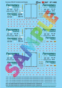 Railroad Decal Set -- Ferromex FXE 53' Container and Chassis