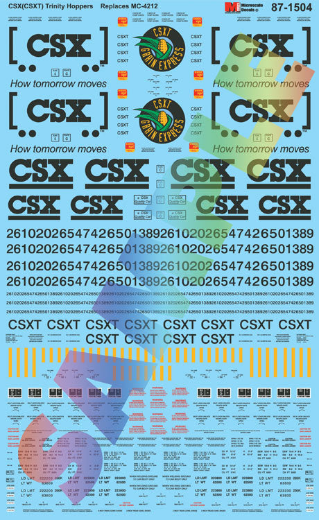 Railroad Decal Set -- CSX Trinity Covered Hoppers (Replaces #460-4212)
