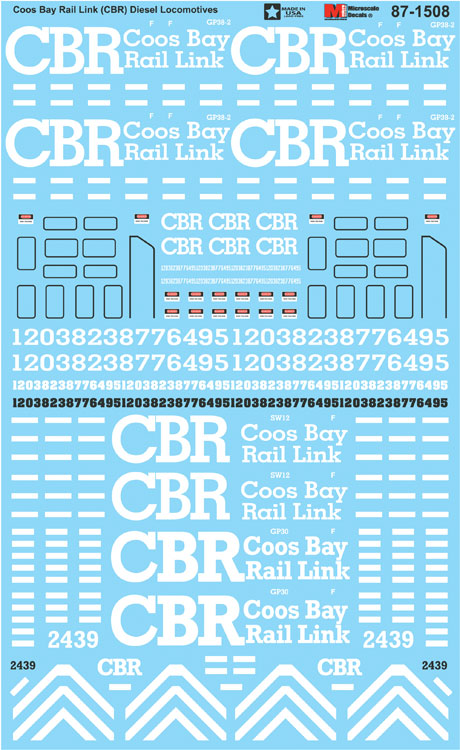Railroad Decal Set -- Coos Bay Rail Link Diesel Locos