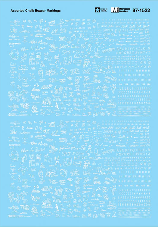 Railroad Decal Set -- Assorted Chalk Boxcar Markings