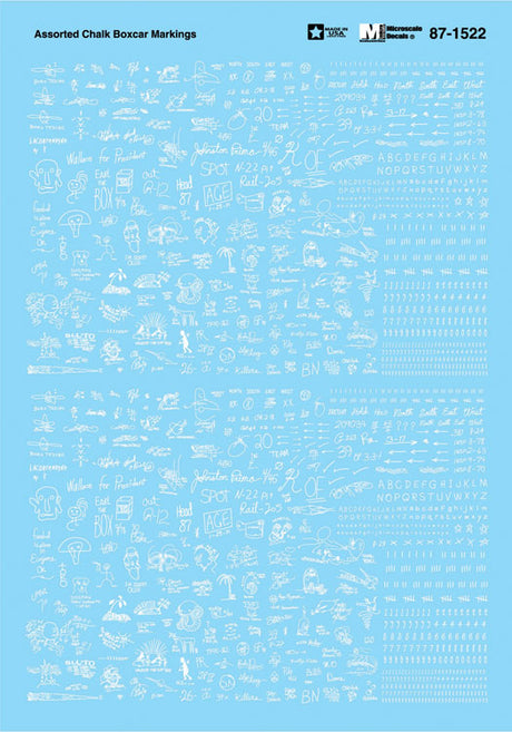 Railroad Decal Set -- Assorted Chalk Boxcar Markings