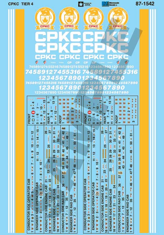 Railroad Decal Set -- Canadian Pacific Kansas City CPKC GE ET44AC Tier 4 Data Sheet