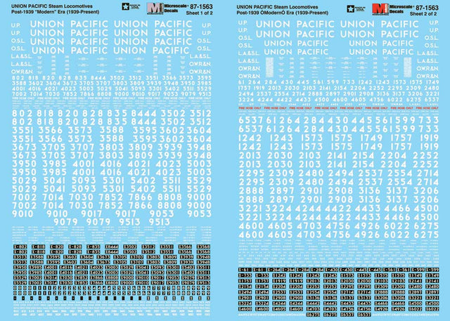 Union Pacific - UP -- Steam Locomotives, 1939-Present (White Numbers, Lettering)