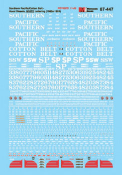 Southern Pacific - SP / St. Louis, Southwestern "Cotton Belt" - SSW -- Diesels (Red Wing Scheme) 1984-1991 (Use #87612 for Lettering)