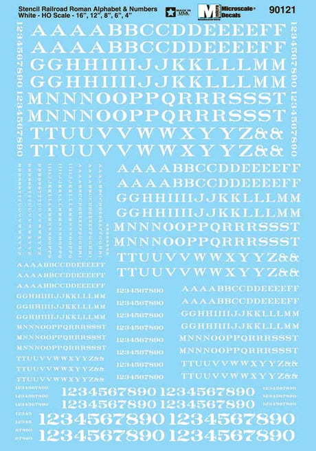 Alphabets & Numbers - Stencil Railroad Roman -- White