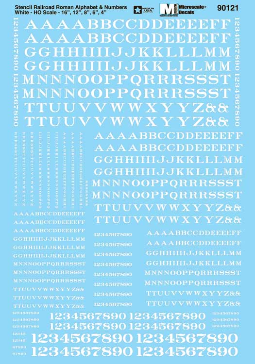 Alphabets & Numbers - Stencil Railroad Roman -- White