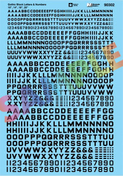 Alphabet & Number Decal Set -- Gothic Block (black) 10", 14", 18", 20"