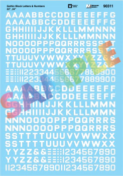 Alphabet & Number Decal Set -- Gothic Block (white) 22", 24"