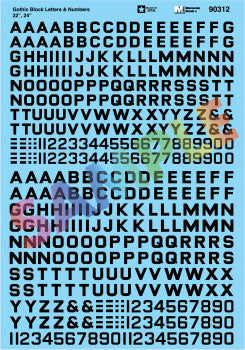 Alphabet & Number Decal Set -- Gothic Block (black) 22", 24"
