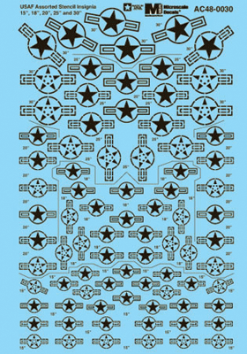 Military Decal Set -- US Air Force Assorted Stencil Insignia 15", 18", 20", 25" & 30"