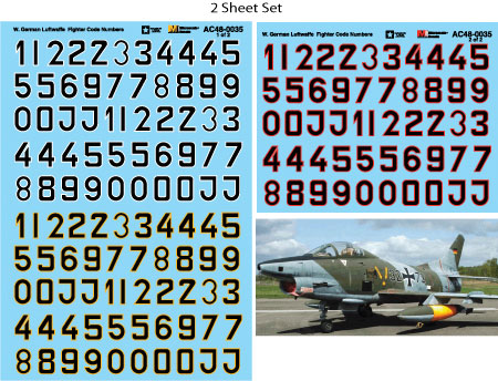 Military Decal Set -- German Luftwaffe Fighter Code Numbers (Black Fill)