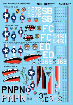 Military Decal Decal Set -- USAF Phantoms F-4E Sharkmouths Various