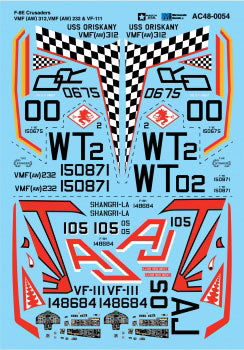 Military Aircraft Decal Set -- F-8E Crusaders VMF (AW) 312, VMF (AW) 232 & VF-110