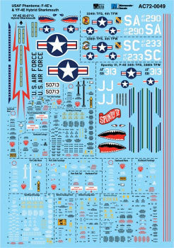 Military Decal Decal Set -- USAF Phantoms - F-4E's & YF-4E Hybrid Sharkmouth