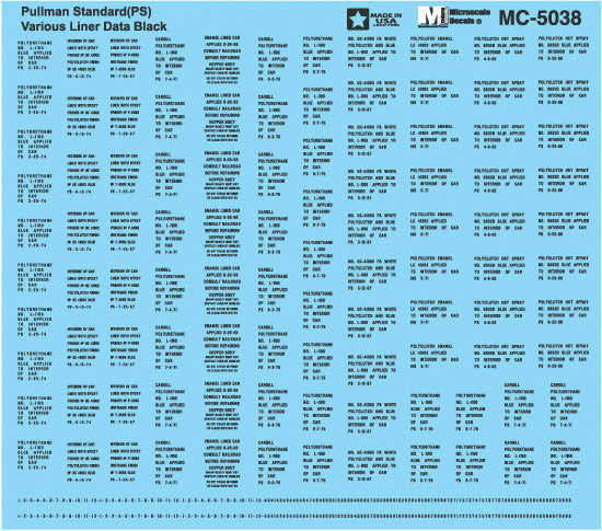 Railroad Decal Set -- Pullman Standard Hopper Car Data (black)