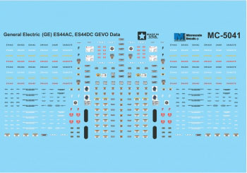 Railroad Decal Set -- General Electric (GE) ES44AC, ES44DC, GEVO Data