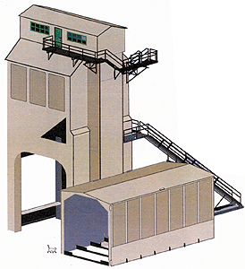 Fairbanks-Morse Type CR11 300-Ton Double Chute Coaling Tower -- Kit - 3-1/4 x 2-5/16"  8.3 x 5.9cm