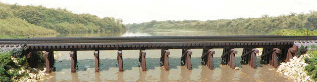 Wood Estuary Railroad Trestle -- Laser-Cut Wood Kit - 14 x 90 Scale Feet-1