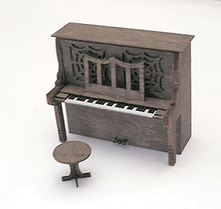 Laser-Cut Wood Kit -- Upright Piano & Stool