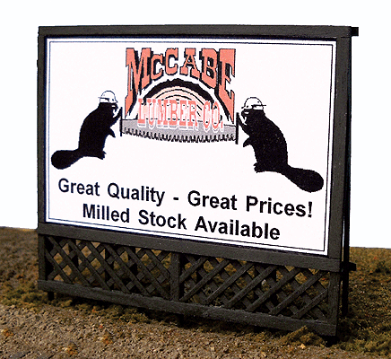Lattice-Base Wood Billboard - Kit (Laser-Cut Wood) -- McCabe Lumber 23'  7m Scale Wide