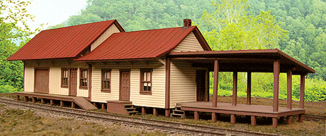 Waynesburg & Washington Narrow Gauge Structure Kits (Laser-Cut Wood) -- Deer Lick Station - 2 x 7"  5.1 x 17.8cm