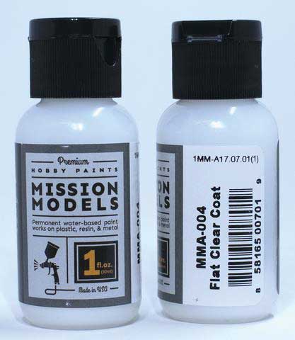 Water-Based Acrylic Paint 1oz 29.6ml -- MMA-004 Flat Clear Coat