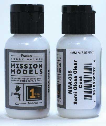 Water-Based Acrylic Paint 1oz 29.6ml -- MMA-005 Semi Gloss Clear