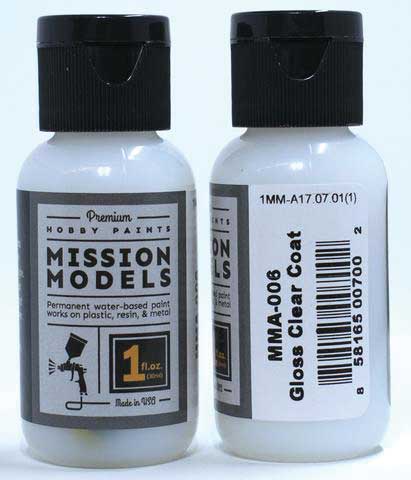 Water-Based Acrylic Paint 1oz 29.6ml -- MMA-006 Gloss Clear Coat