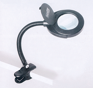 Mini Magnifier Lamp -- Compact, Heavy-Duty, 2" Clamp, 12" Flexible Gooseneck, 3-Diopter 3-1/2" L