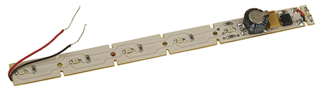 Caboose Interior Car Lighting -- for DC or DCC; 1/2 x 5", 6 LEDs, 36mA Includes Pick-Up Shoes, For N & HO