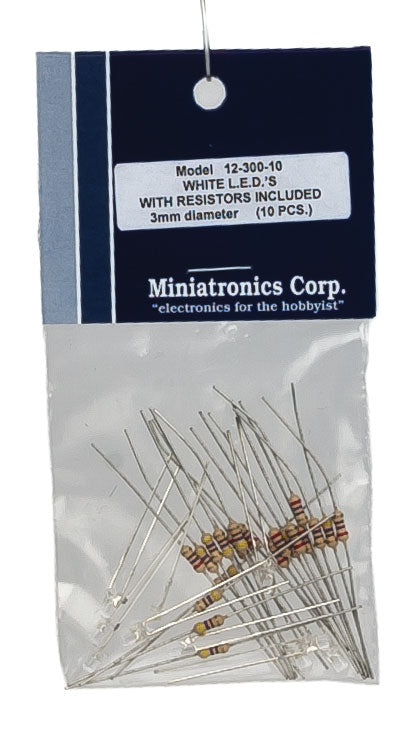 Standard Light Emiting Diodes (LEDs) 1/8" 3mm Diameter -- White pkg(10)