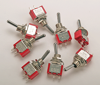 Miniature Single Pole, Single Throw SPST Toggle Switch -- On/Off 5-Amp 120V pkg(8)