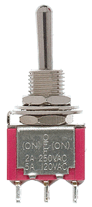 Miniature Toggle Switches -- SPDT 5Amp 120V Momentary pkg(5)