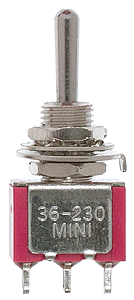 Miniature Toggle Switches -- SPDT 5Amp 120V Center Off pkg(4)