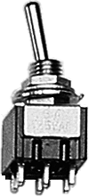 Miniature Toggle Switches -- DPDT 5Amp 120V Center Off pkg(4)