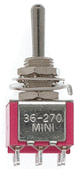 Miniature Toggle Switches -- DPDT 5Amp 120V Momentary pkg(5)